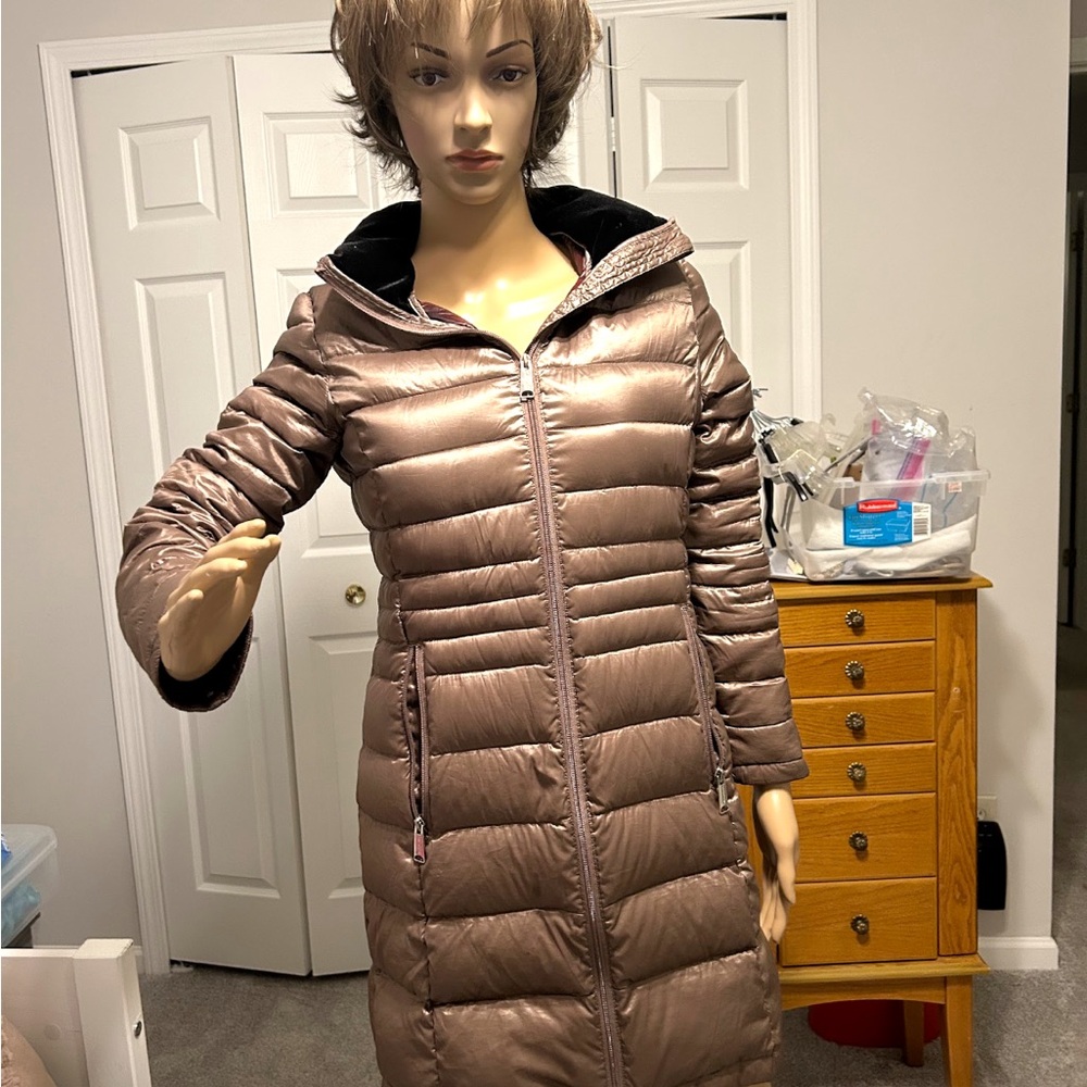 Women's Downfilled  Metallic Brown Puffer Coat by Andrew Marc